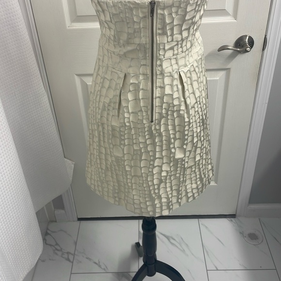 American Eagle Outfitters Cream /Silver Strapless A-line Dress - Picture 4 of 9